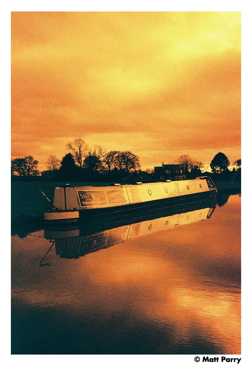 Image of canal boat shot on HARMAN RED by Matt Parry